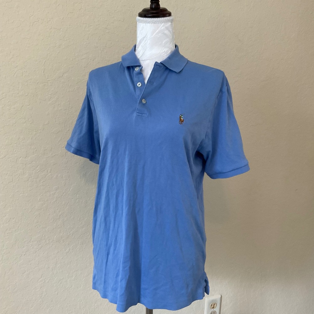 Polo Ralph Lauren Mens Classic Fit Light Blue Short Sleeve Polo Shirt Pony Small